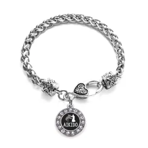 Silver Aikido Circle Charm Braided Bracelet