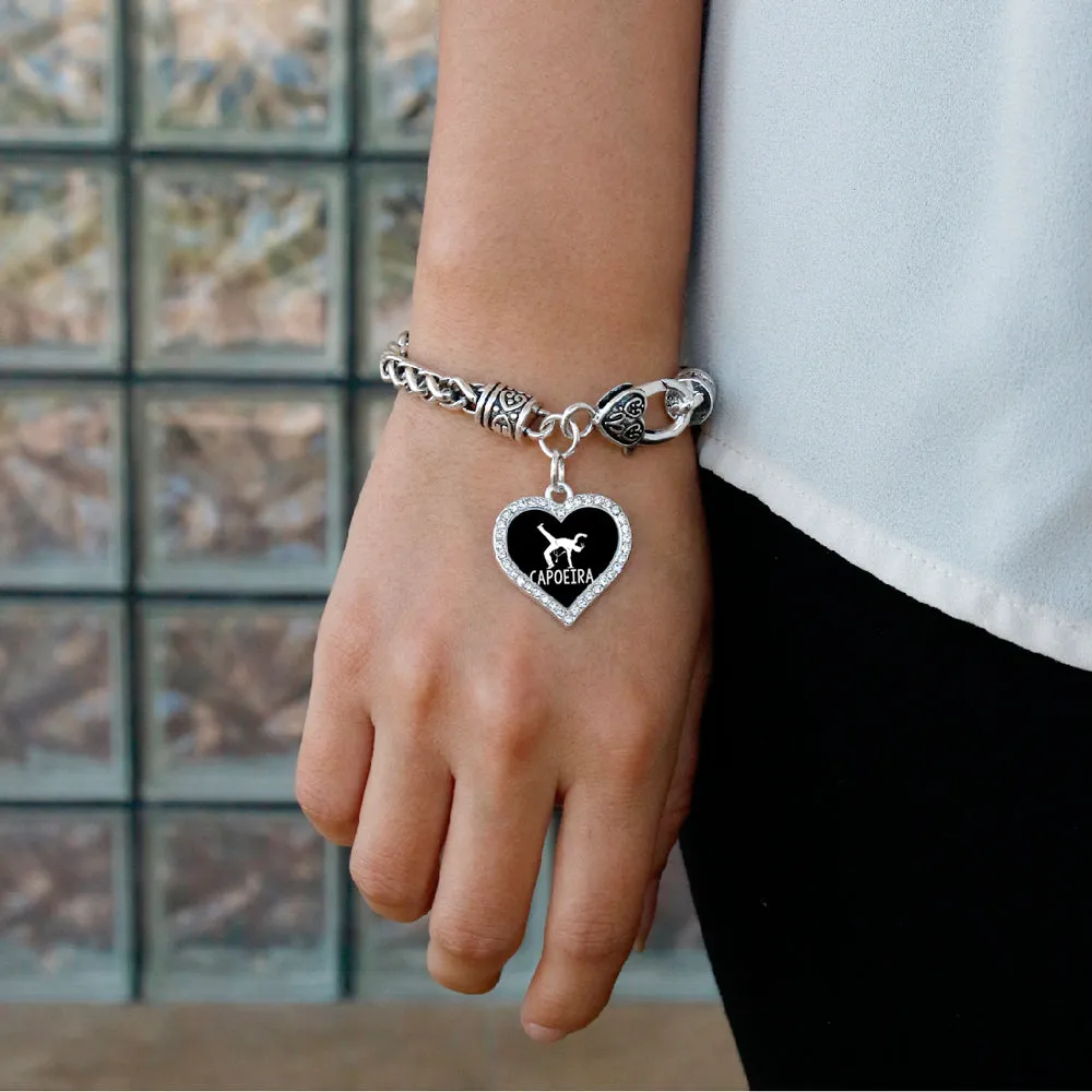 Silver Capoeira Open Heart Charm Toggle Bracelet