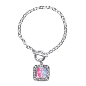 Silver Choose Life Square Charm Toggle Bracelet