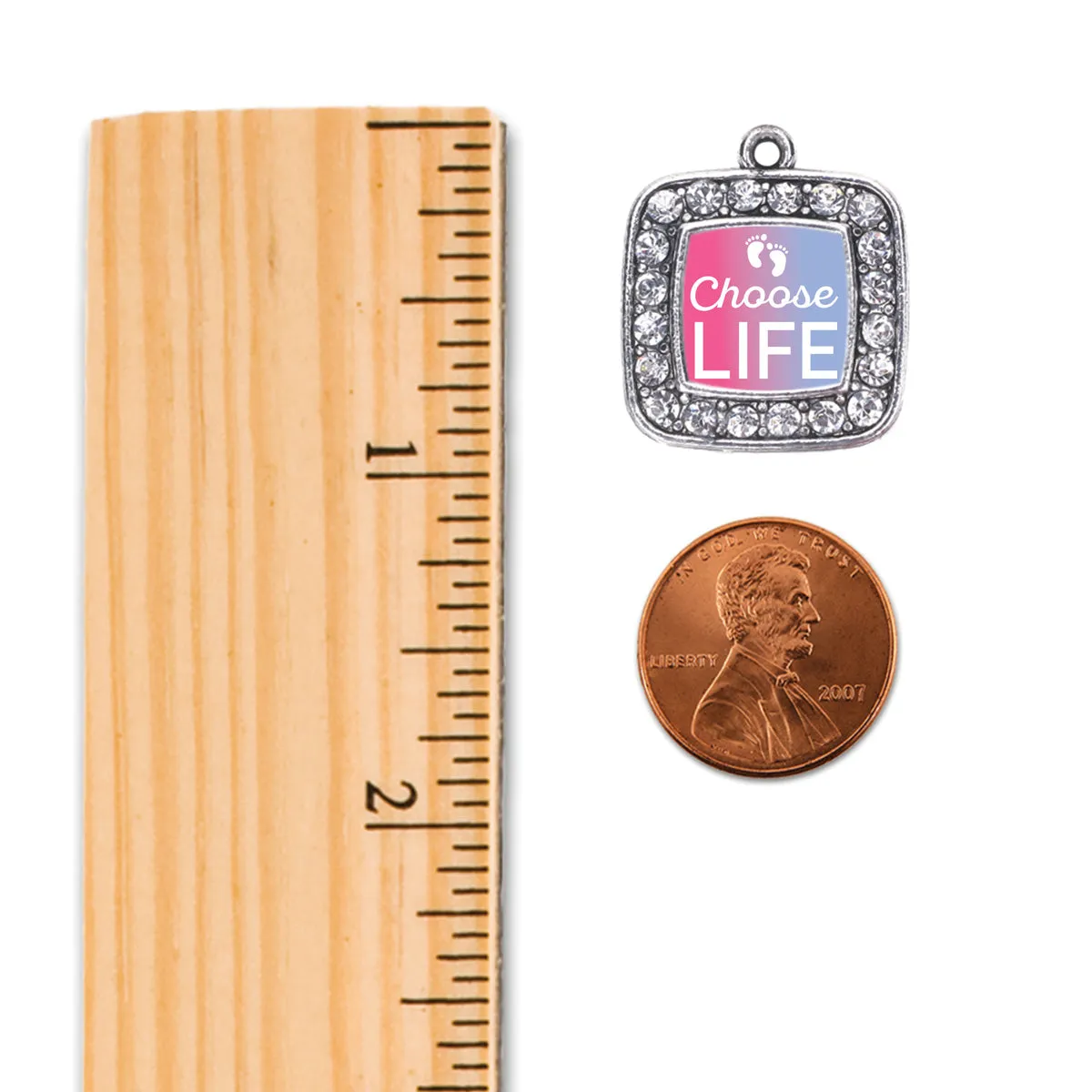 Silver Choose Life Square Charm Toggle Bracelet