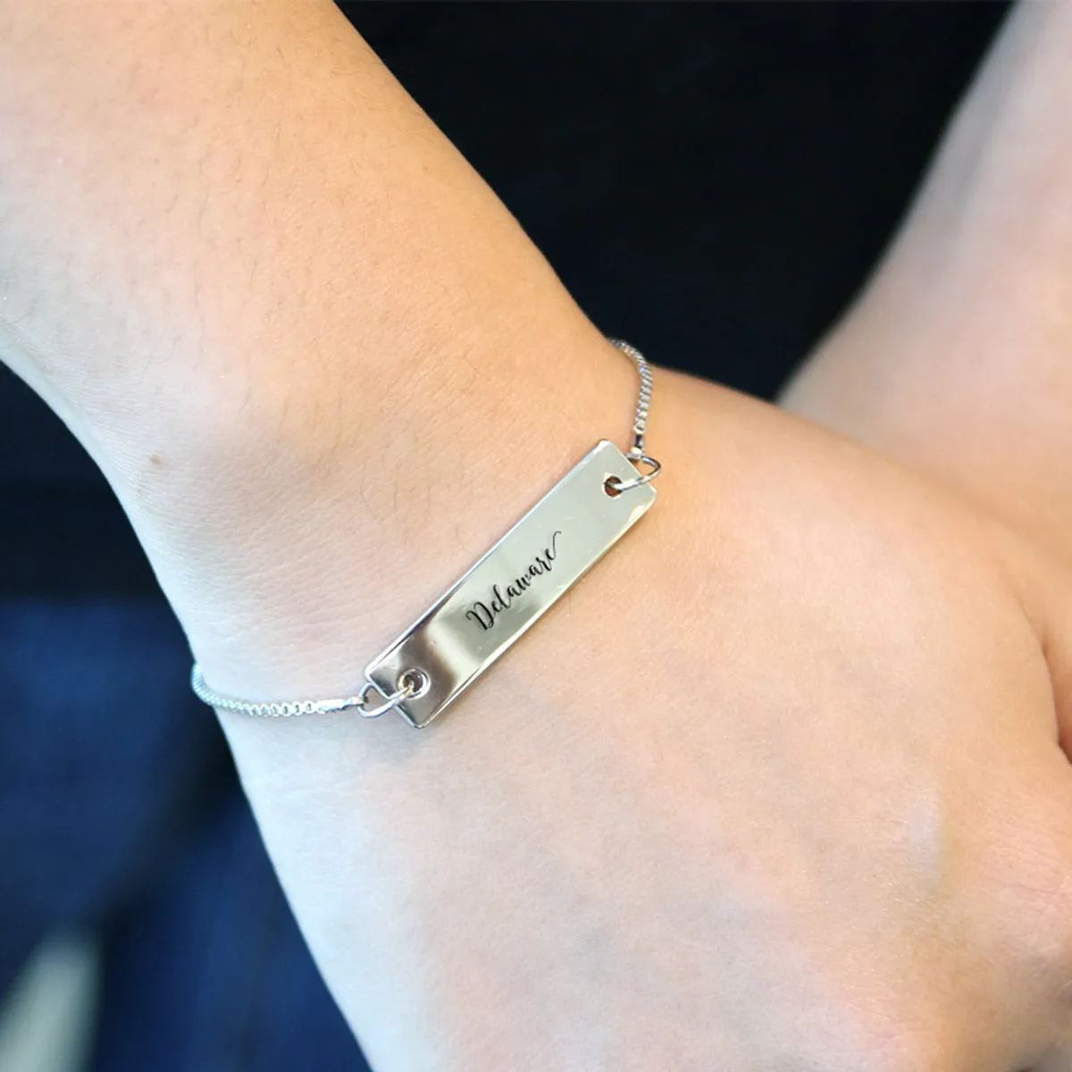 Silver Delaware Adjustable Bar Bracelet