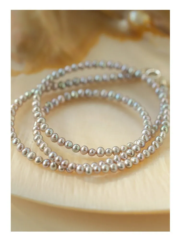 Silver Gray Mini Freshwater Pearl Necklace