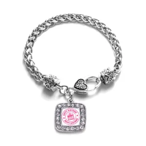 Silver Happy Birthday Square Charm Braided Bracelet