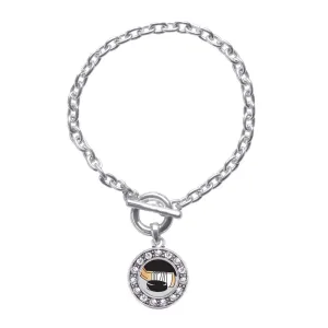 Silver Hockey Circle Charm Toggle Bracelet