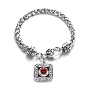 Silver Life Guard Square Charm Braided Bracelet