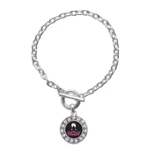 Silver Maid Of Honor Circle Charm Toggle Bracelet