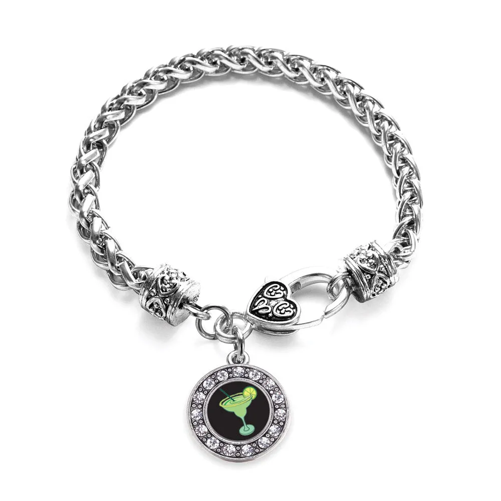 Silver Margarita Lovers Circle Charm Braided Bracelet