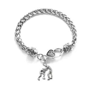 Silver Petite Wrestling Charm Braided Bracelet