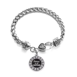 Silver Proud To Be Chippewa Circle Charm Braided Bracelet