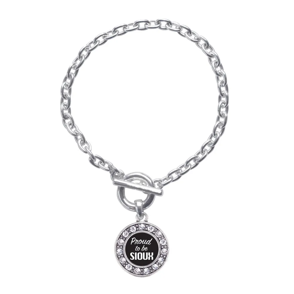 Silver Proud To Be Sioux Circle Charm Toggle Bracelet