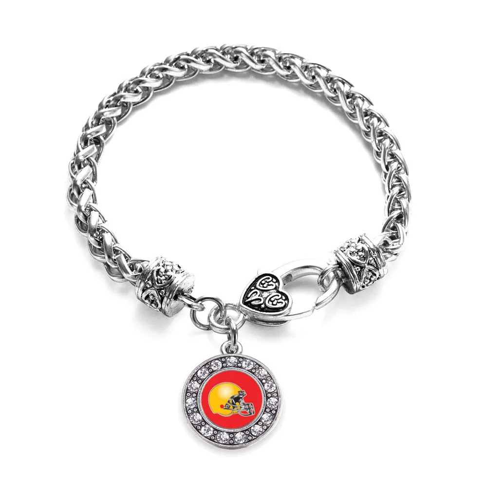 Silver Red and Yellow Team Helmet Circle Charm Braided Bracelet