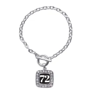 Silver Sport Number 72 Square Charm Toggle Bracelet