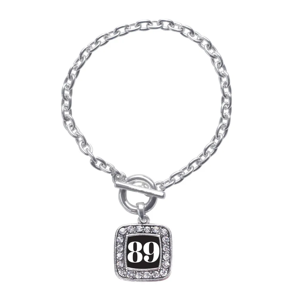 Silver Sport Number 89 Square Charm Toggle Bracelet