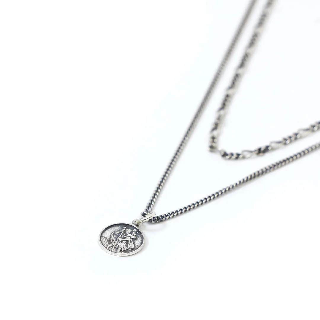 Silver St Christopher Multi Chain Necklace