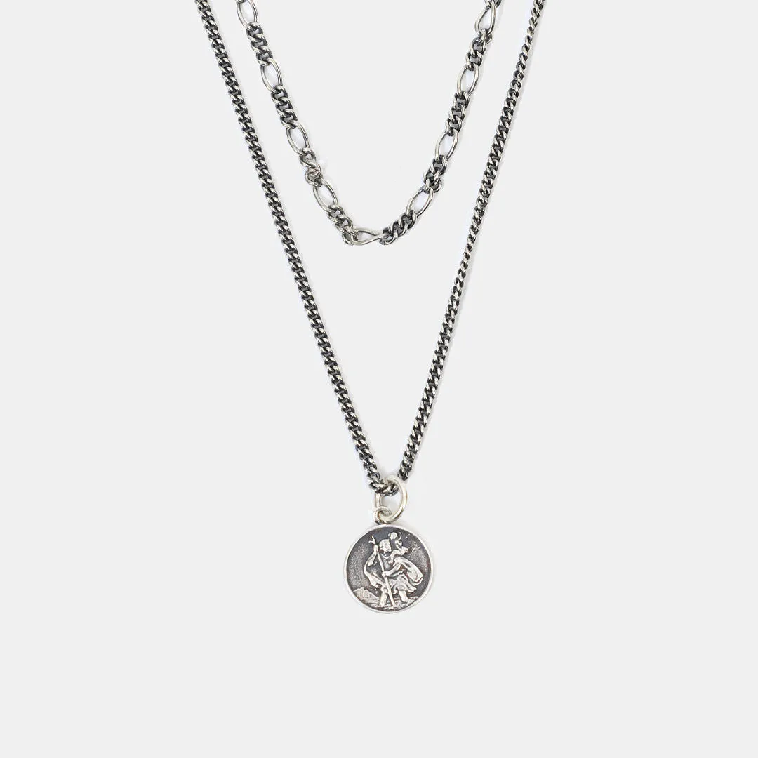 Silver St Christopher Multi Chain Necklace