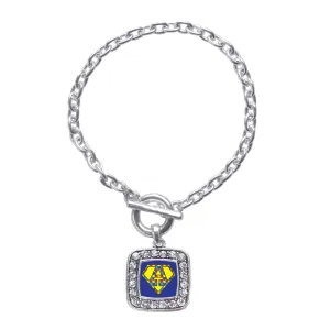 Silver Super Autism Awareness Square Charm Toggle Bracelet