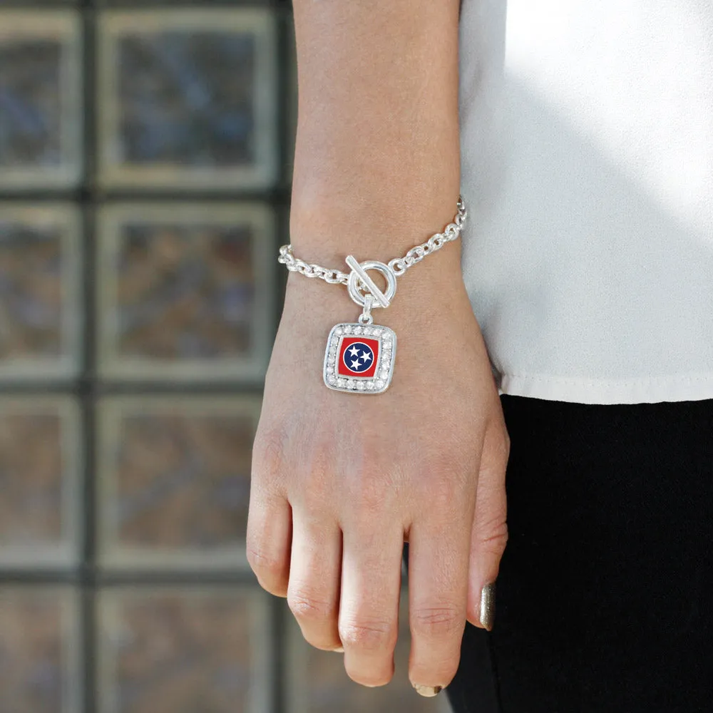 Silver Tennessee Flag Square Charm Toggle Bracelet