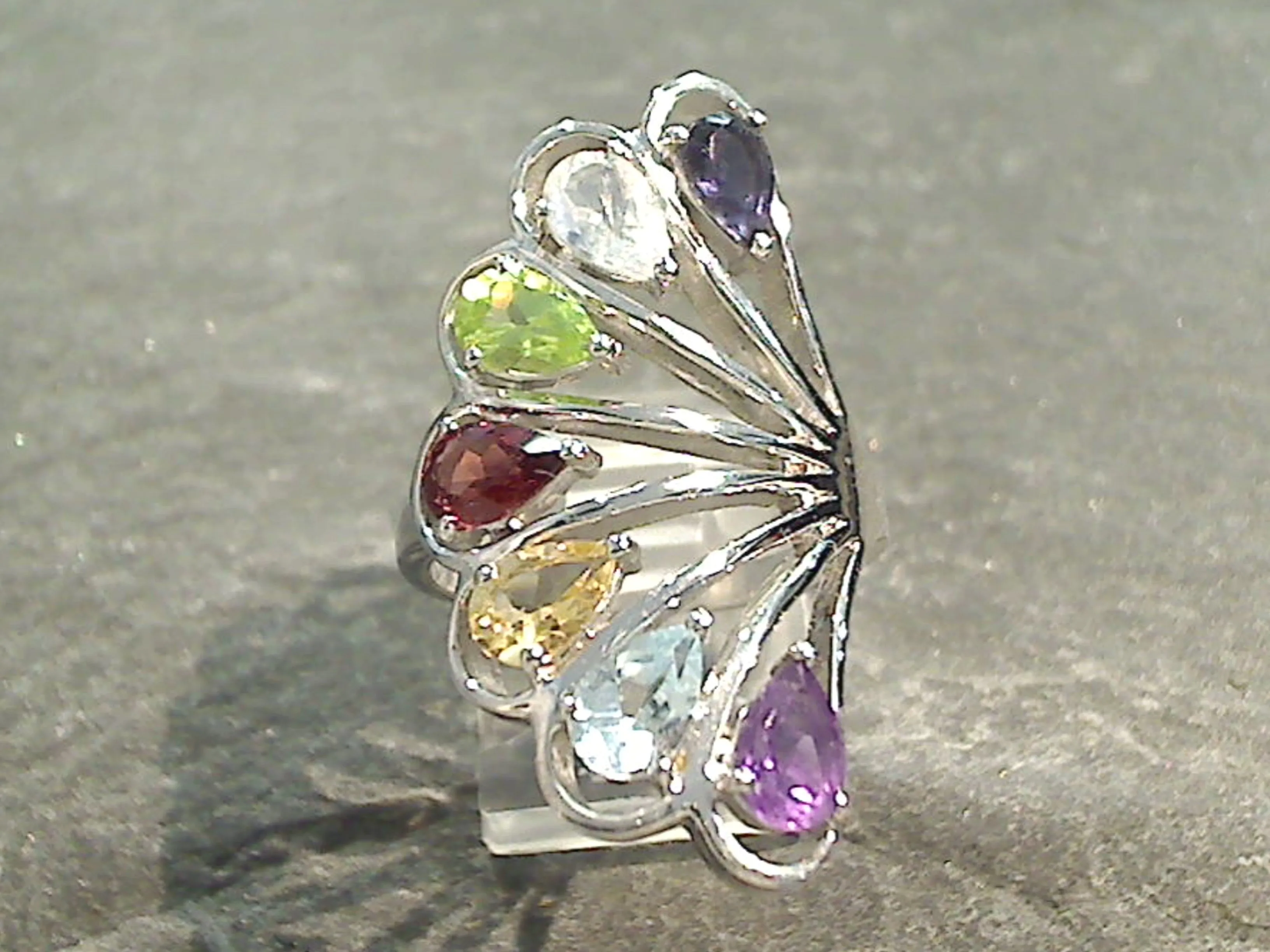 Size 4.75 Multi Gemstones, Sterling Silver Ring