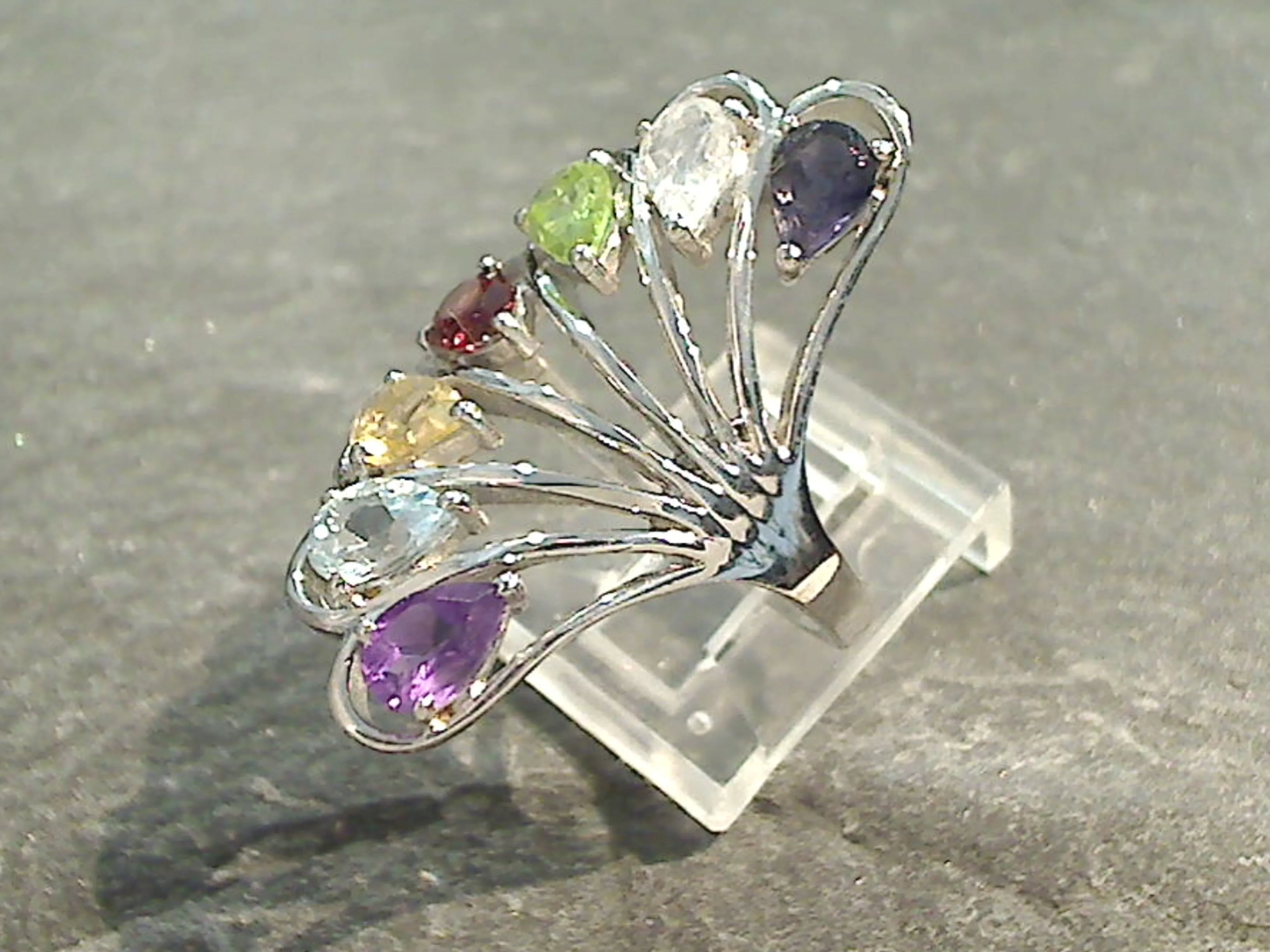 Size 4.75 Multi Gemstones, Sterling Silver Ring