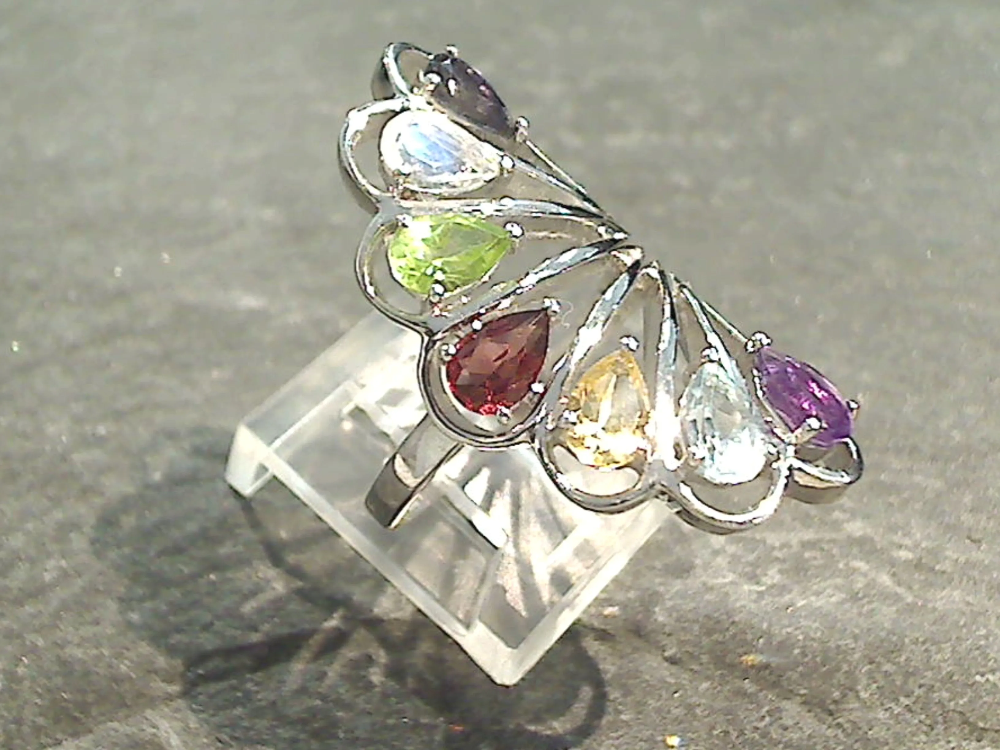 Size 4.75 Multi Gemstones, Sterling Silver Ring