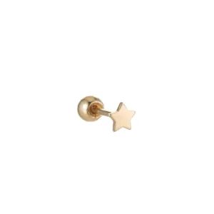 Solid Gold Star Stud Single Earring, 14k