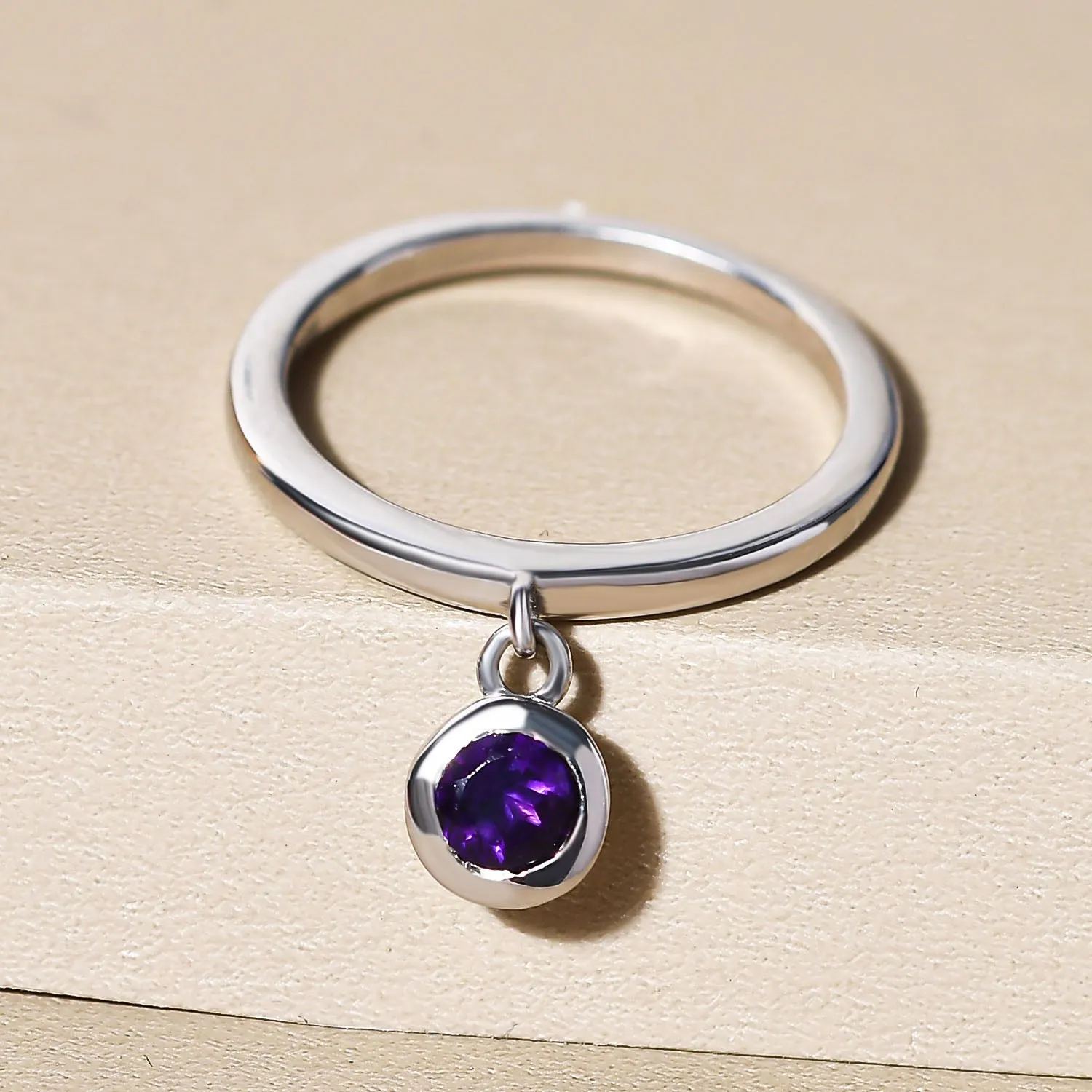 Solitaire Birthstone Charm Ring