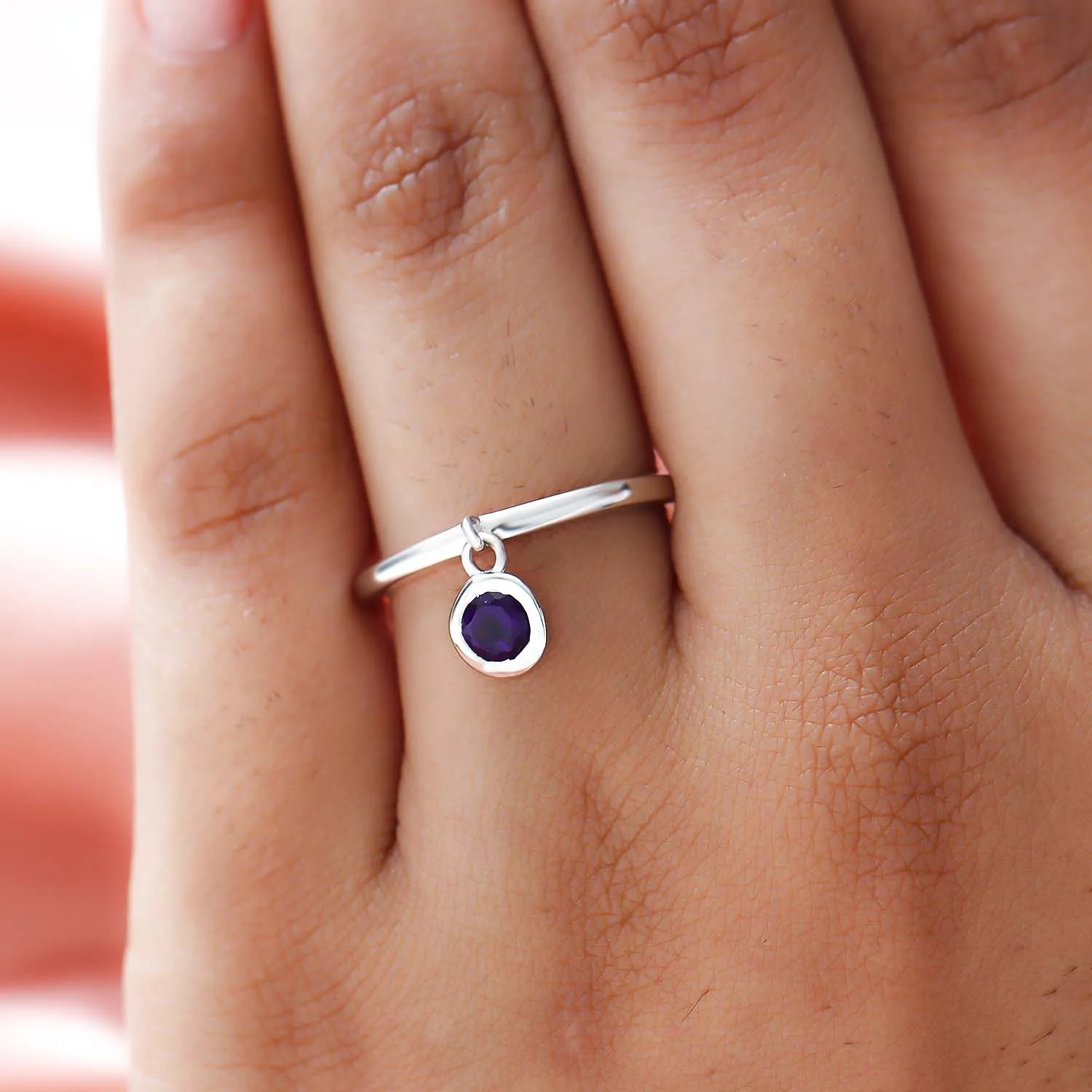 Solitaire Birthstone Charm Ring