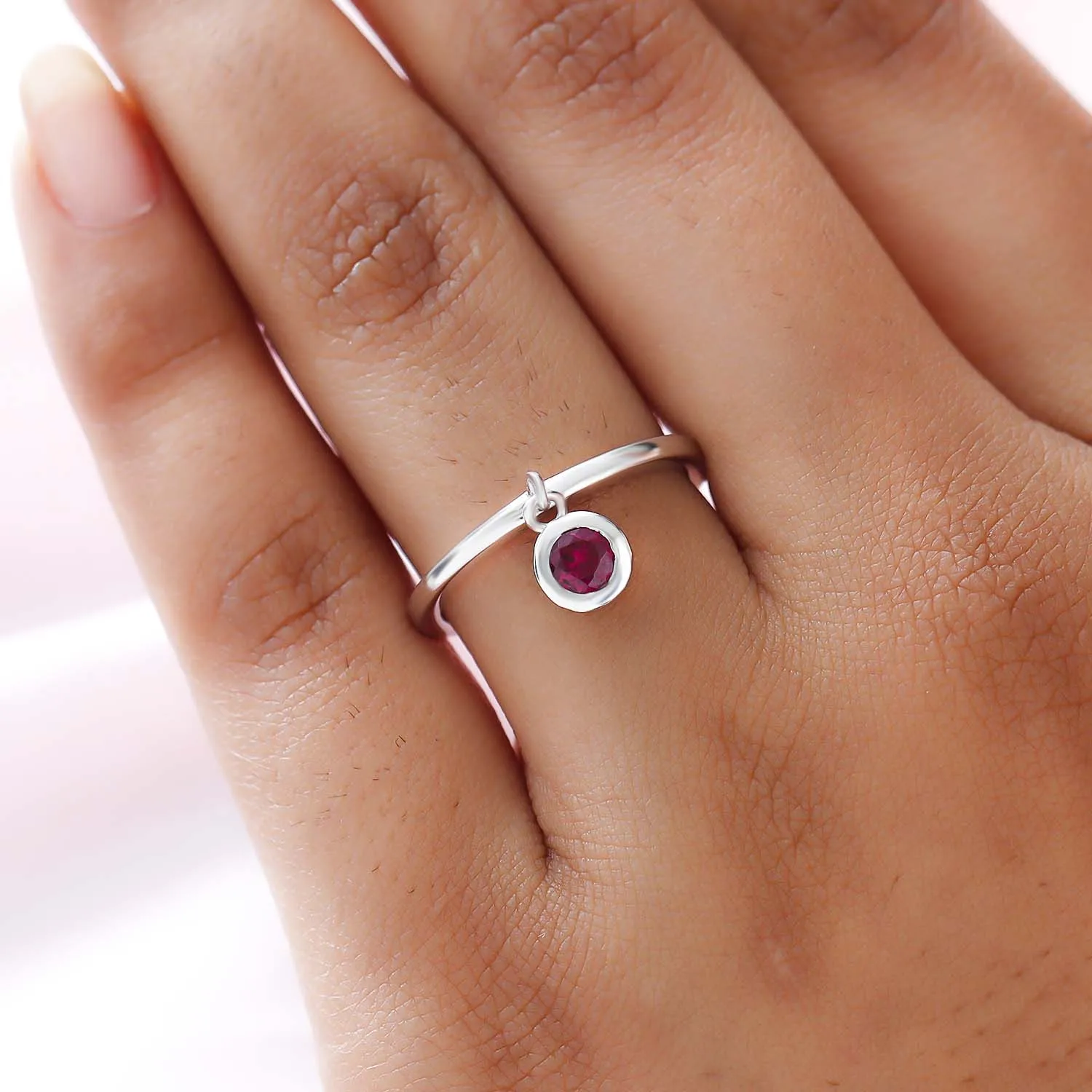 Solitaire Birthstone Charm Ring