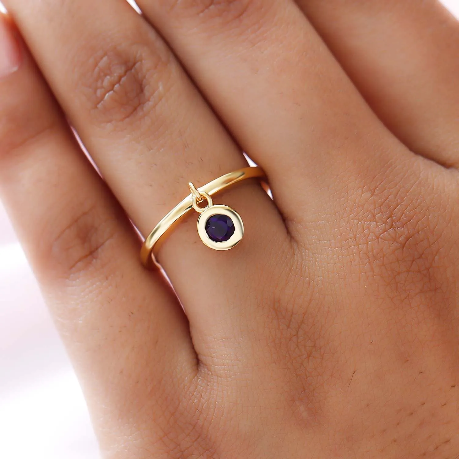 Solitaire Birthstone Charm Ring