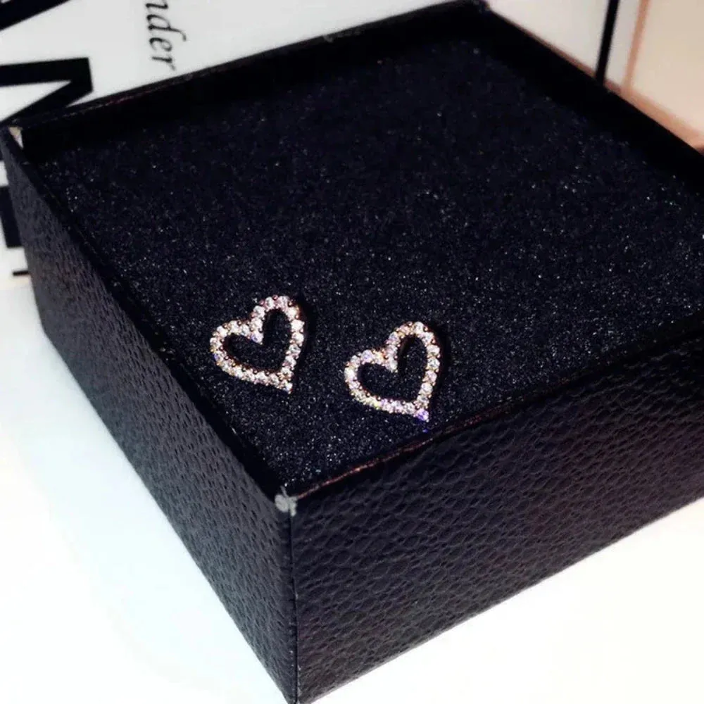 Sparkly Heart Stud Earrings