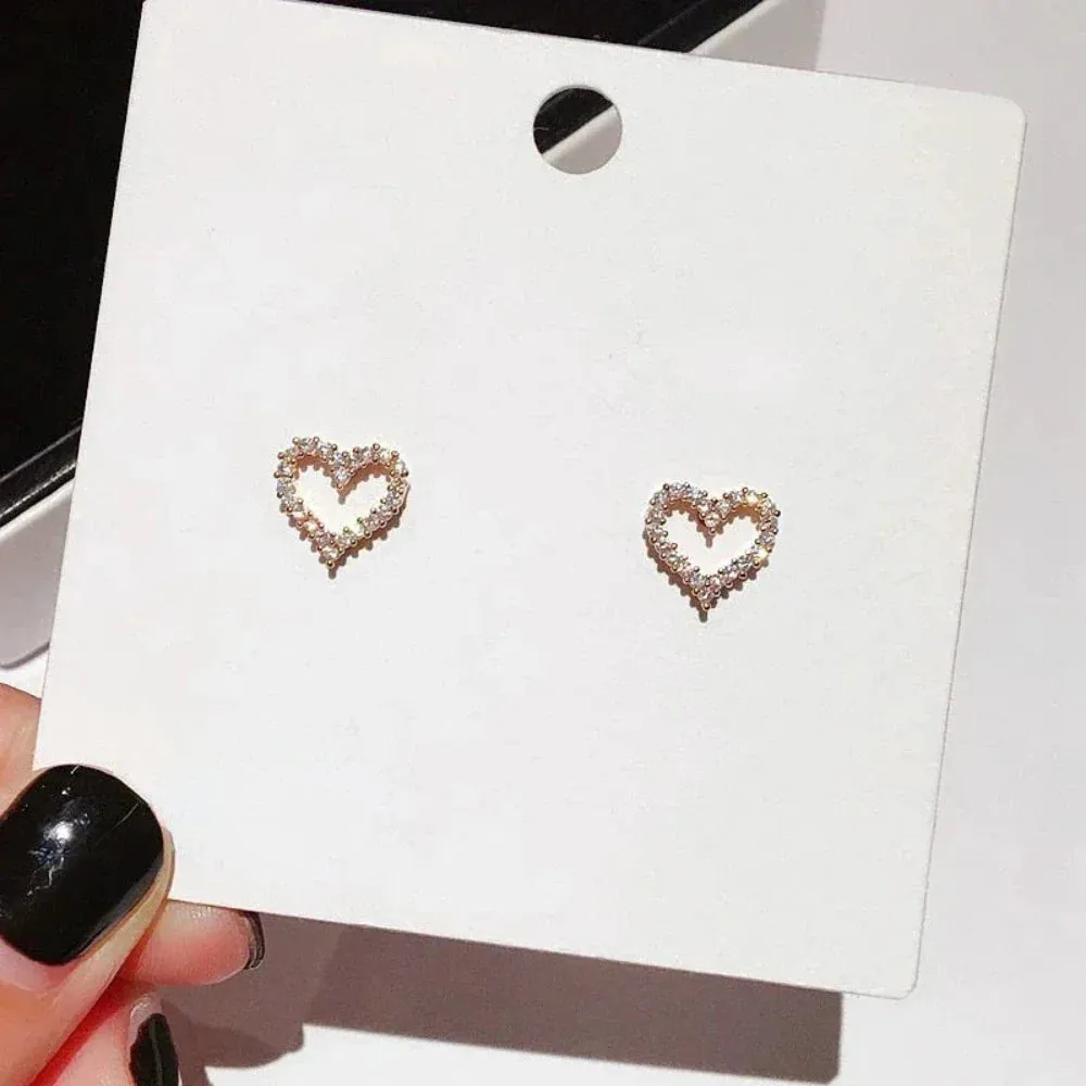 Sparkly Heart Stud Earrings