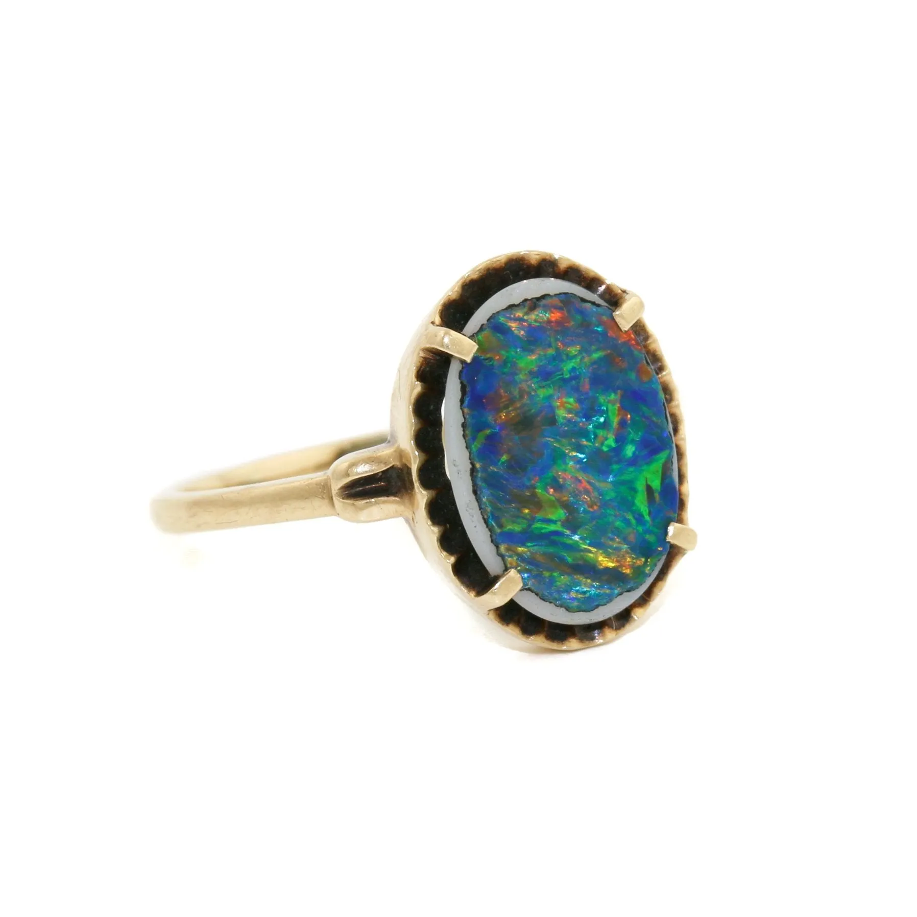 Stately 10K Gold x Australian Blue Opal