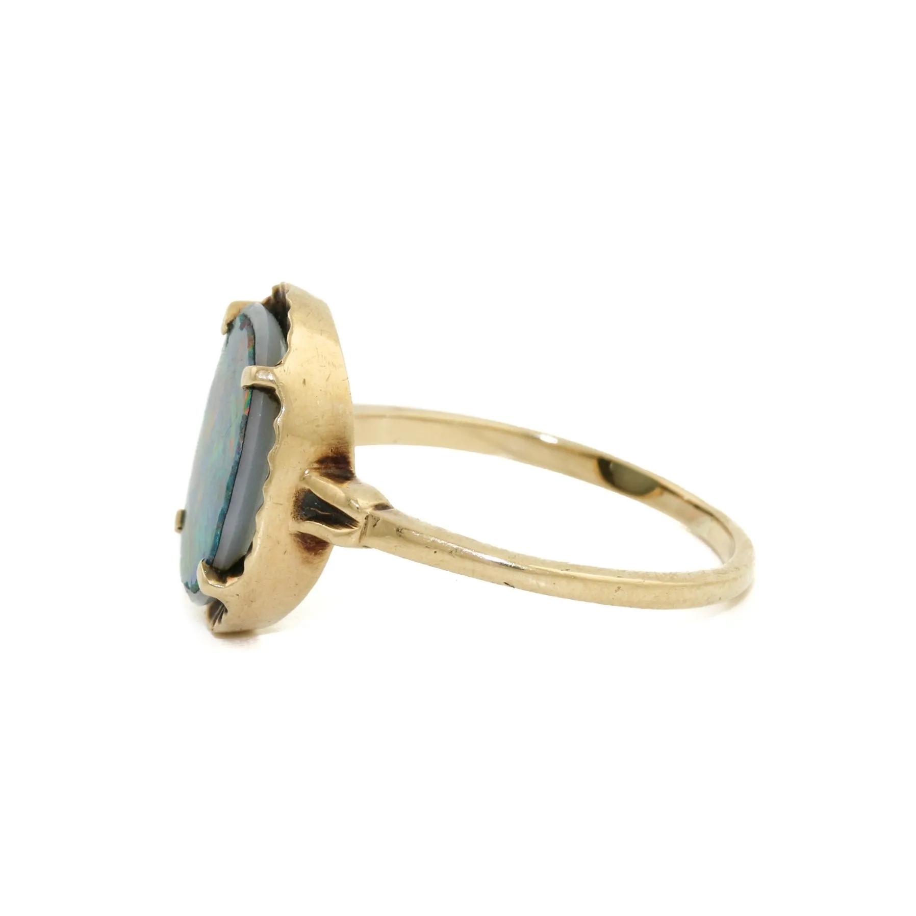 Stately 10K Gold x Australian Blue Opal