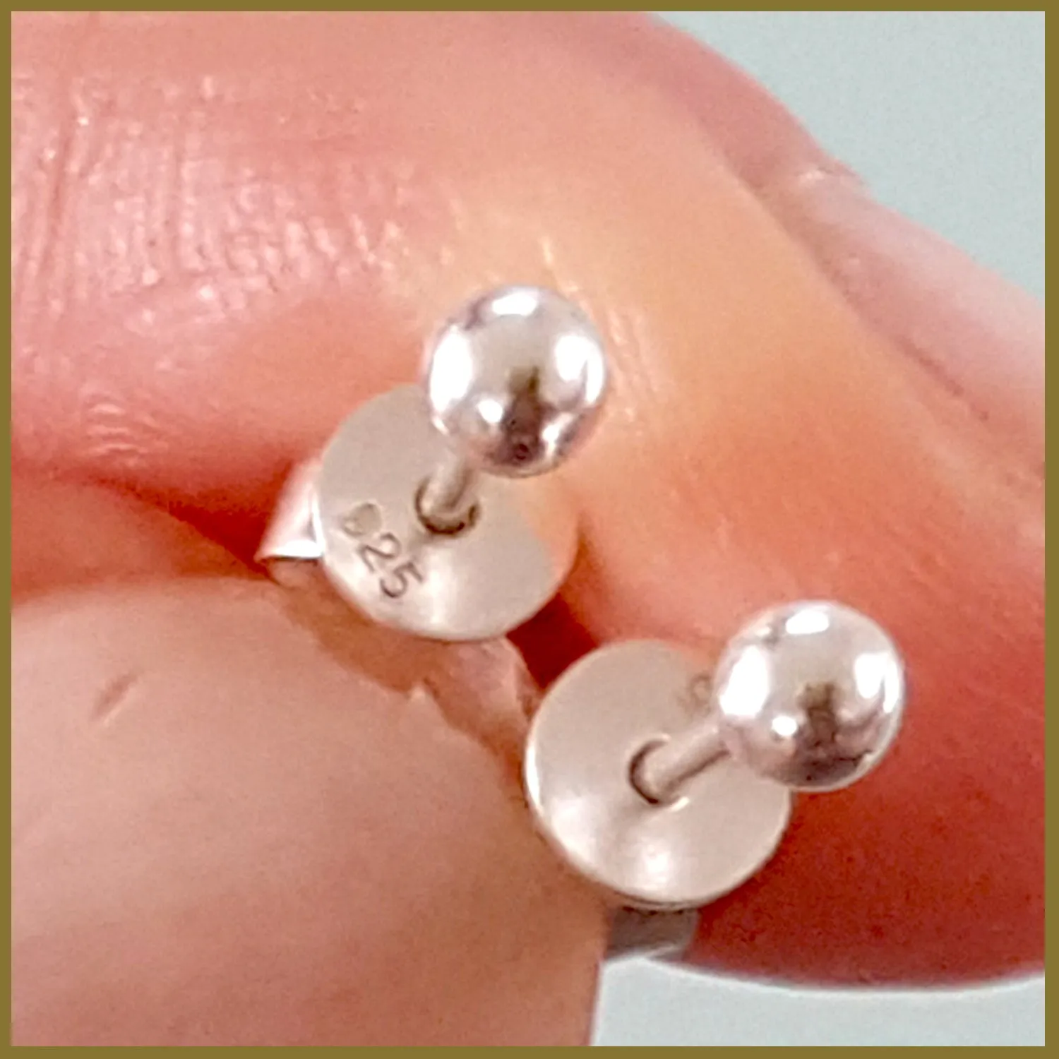 Sterling Silver 925 Ball Stud Earrings | (KJ-372E)