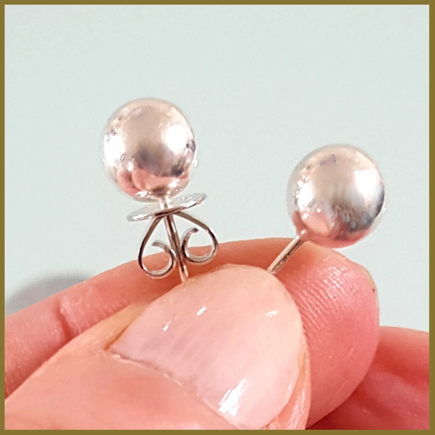 Sterling Silver 925 Ball Stud Earrings | (KJ-372E)