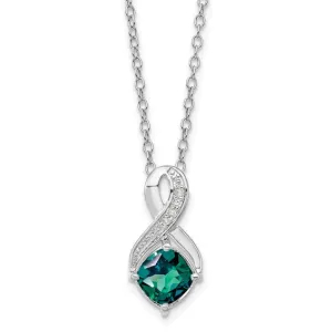 Sterling Silver Alexandrite and Diamond Necklace