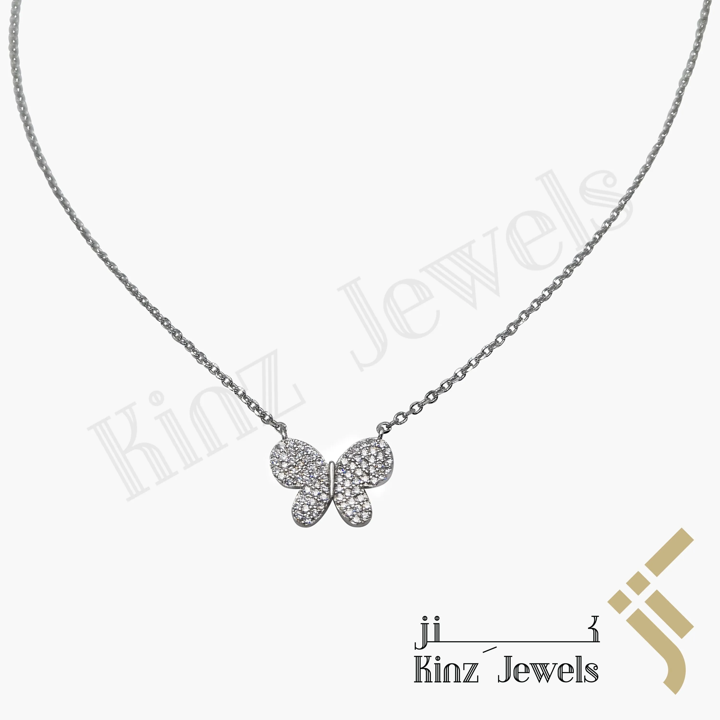 Sterling Silver Butterfly Cubic Zirconia Necklace