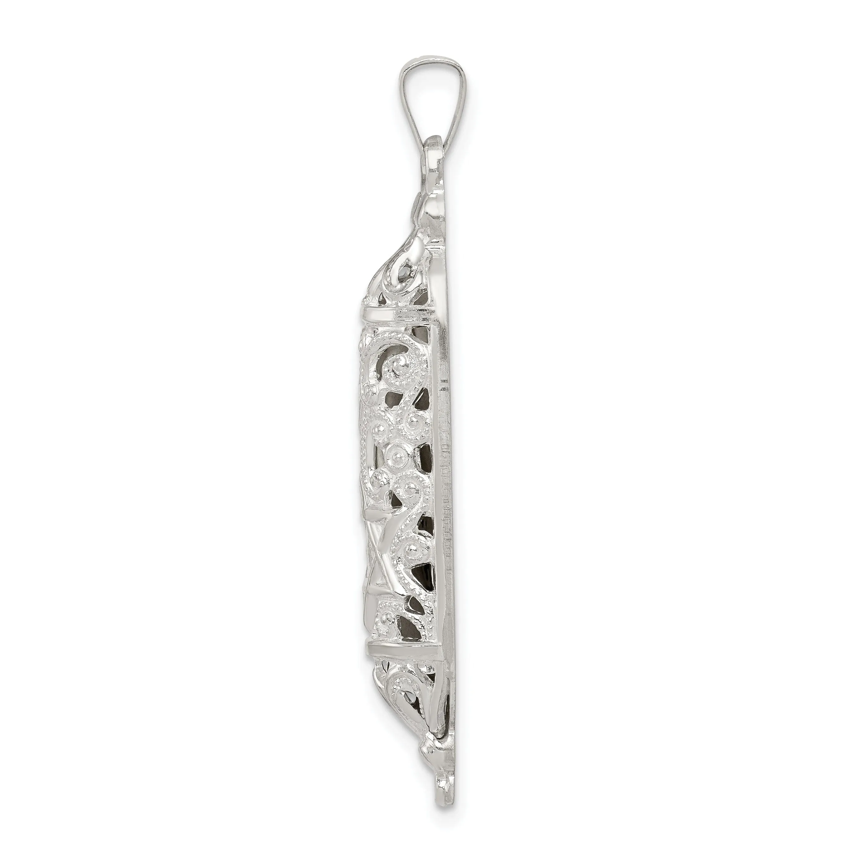 Sterling Silver Fancy Mezuzah Pendant