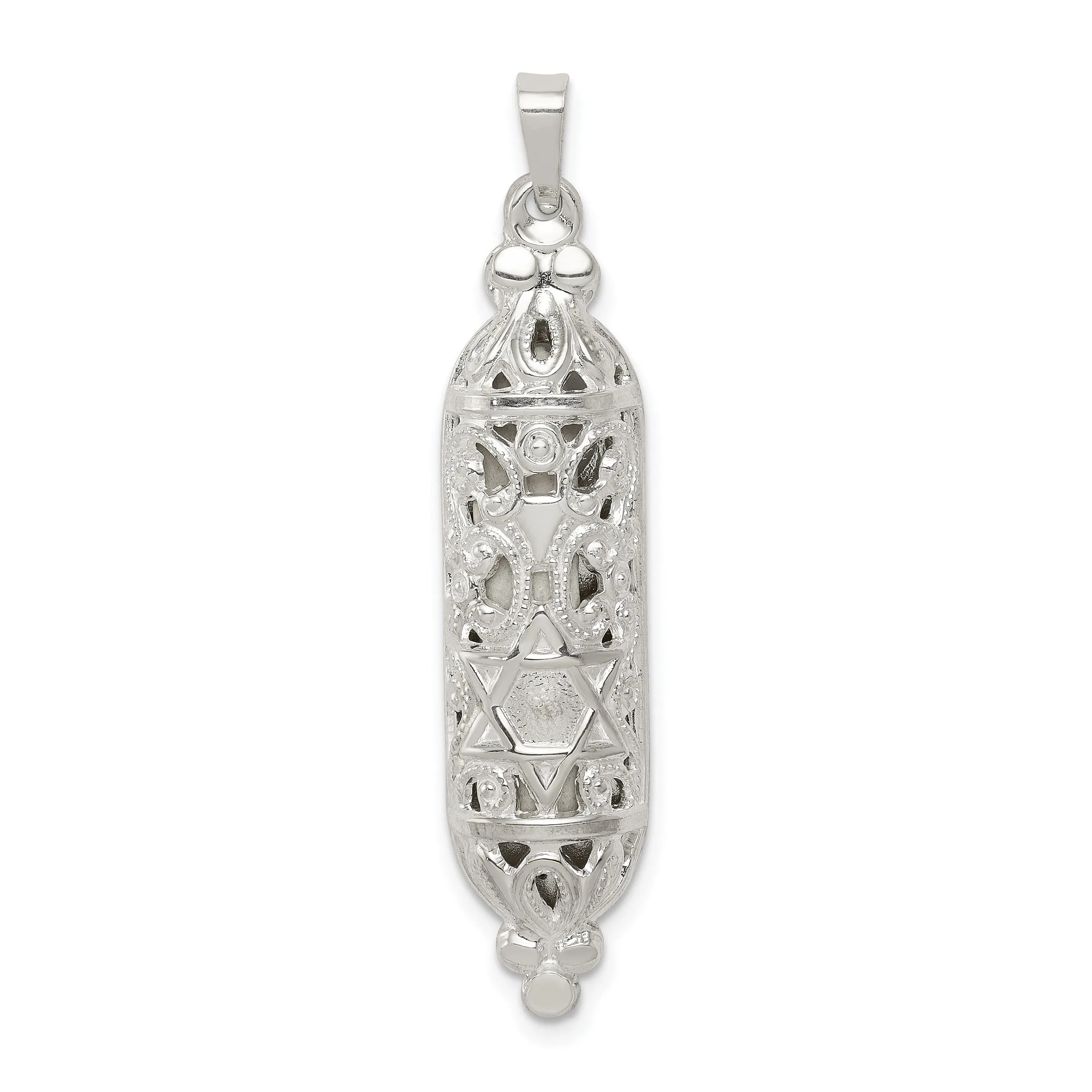 Sterling Silver Fancy Mezuzah Pendant