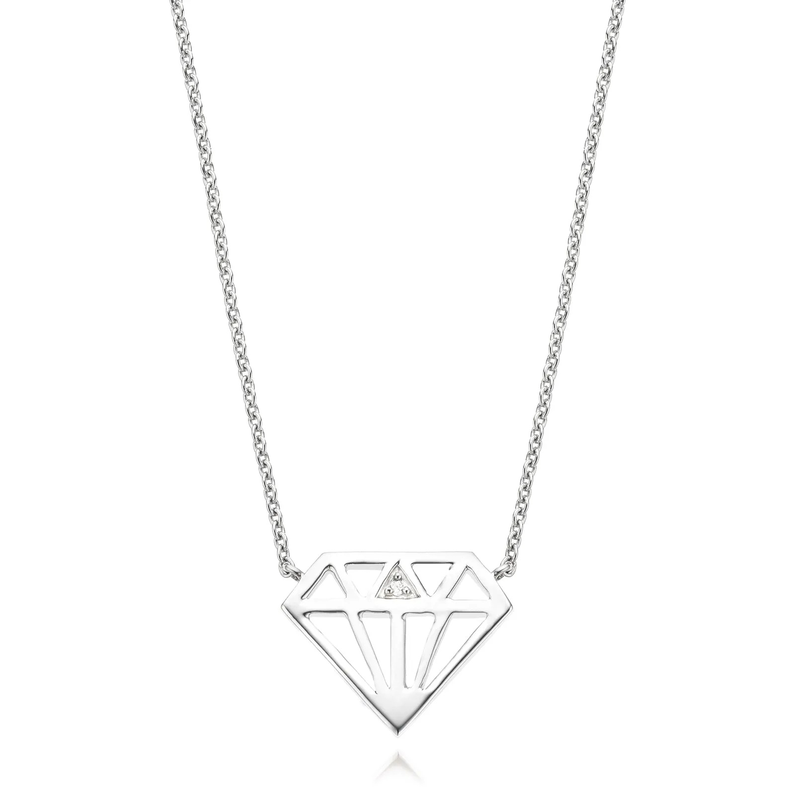 Sterling Silver Round Brilliant Cut Diamond Set Diamond Necklace