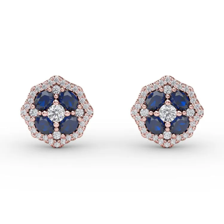 Striking Sapphire and Diamond Stud Earrings