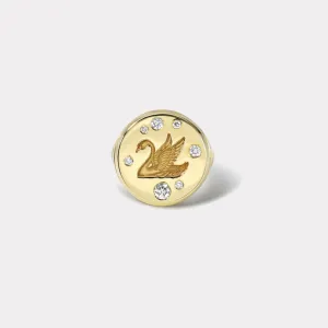 Swan Fantasy Signet Ring with Diamonds