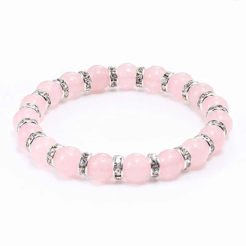 Sweet Creative Crystal Bracelet Round Beads Rhinestone Ring