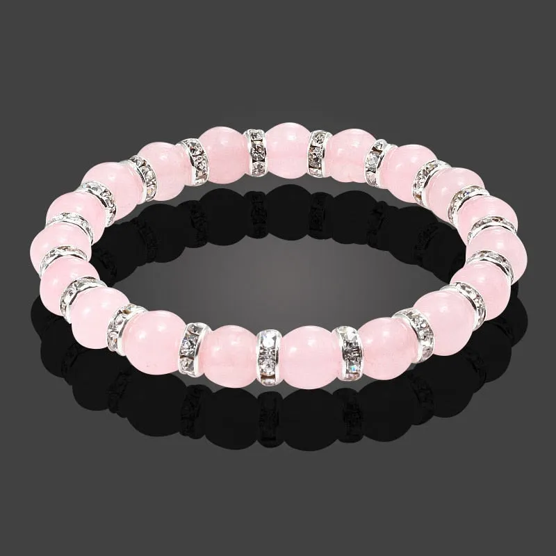 Sweet Creative Crystal Bracelet Round Beads Rhinestone Ring