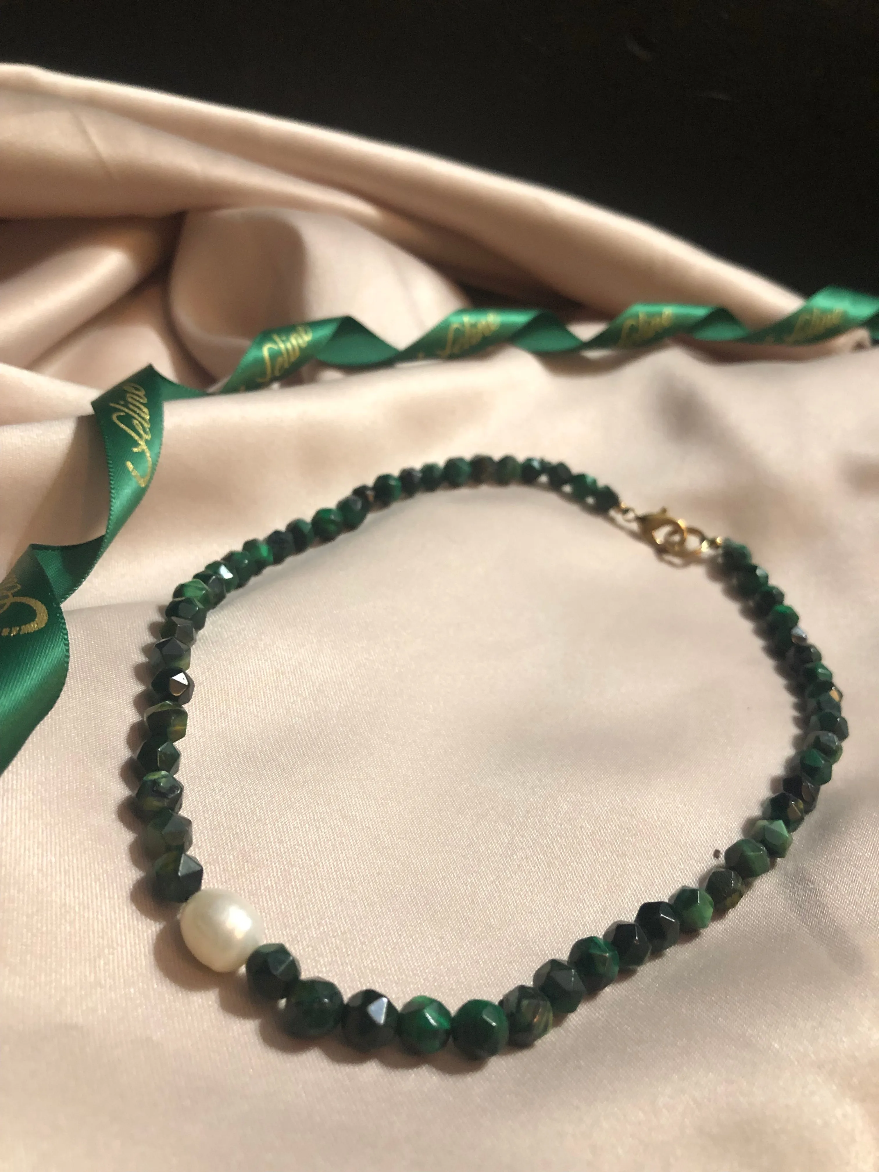 Sylvie Malachite   Pearl Necklace