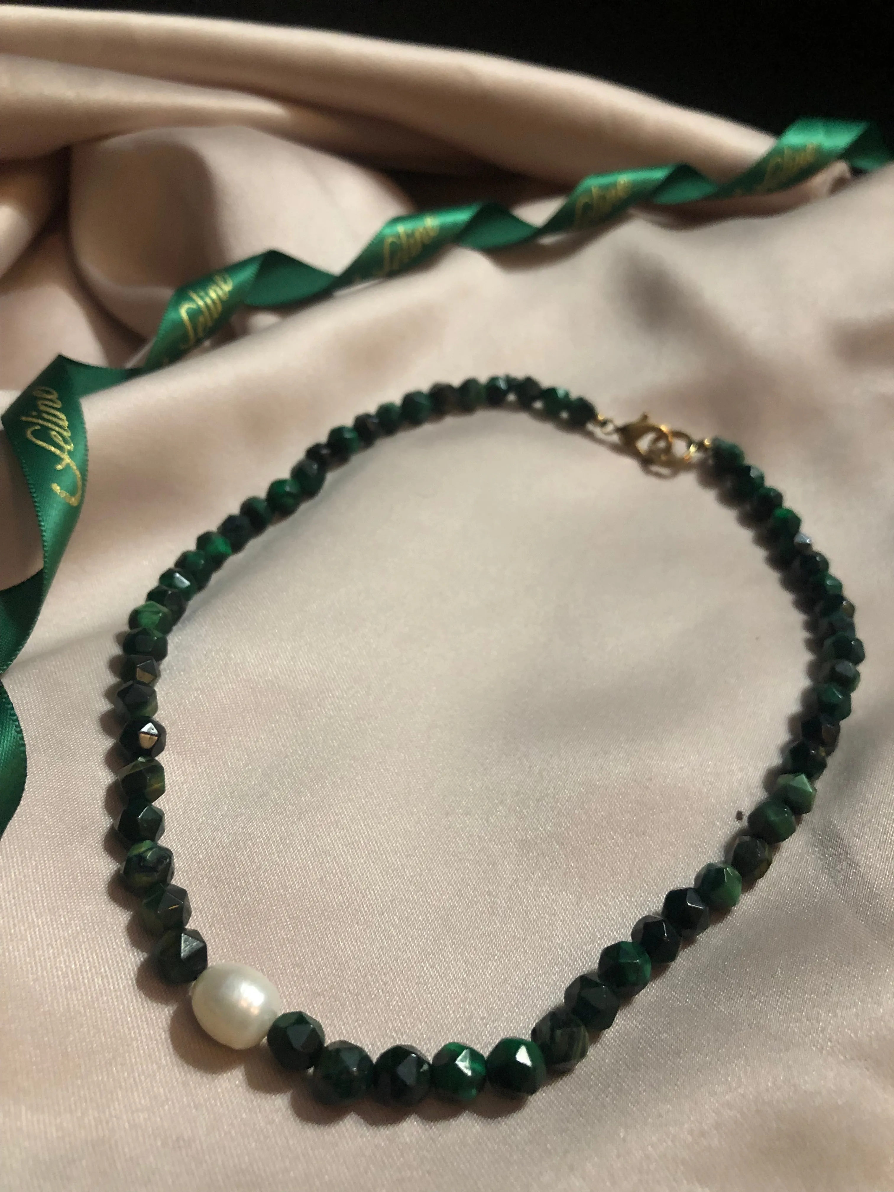 Sylvie Malachite   Pearl Necklace