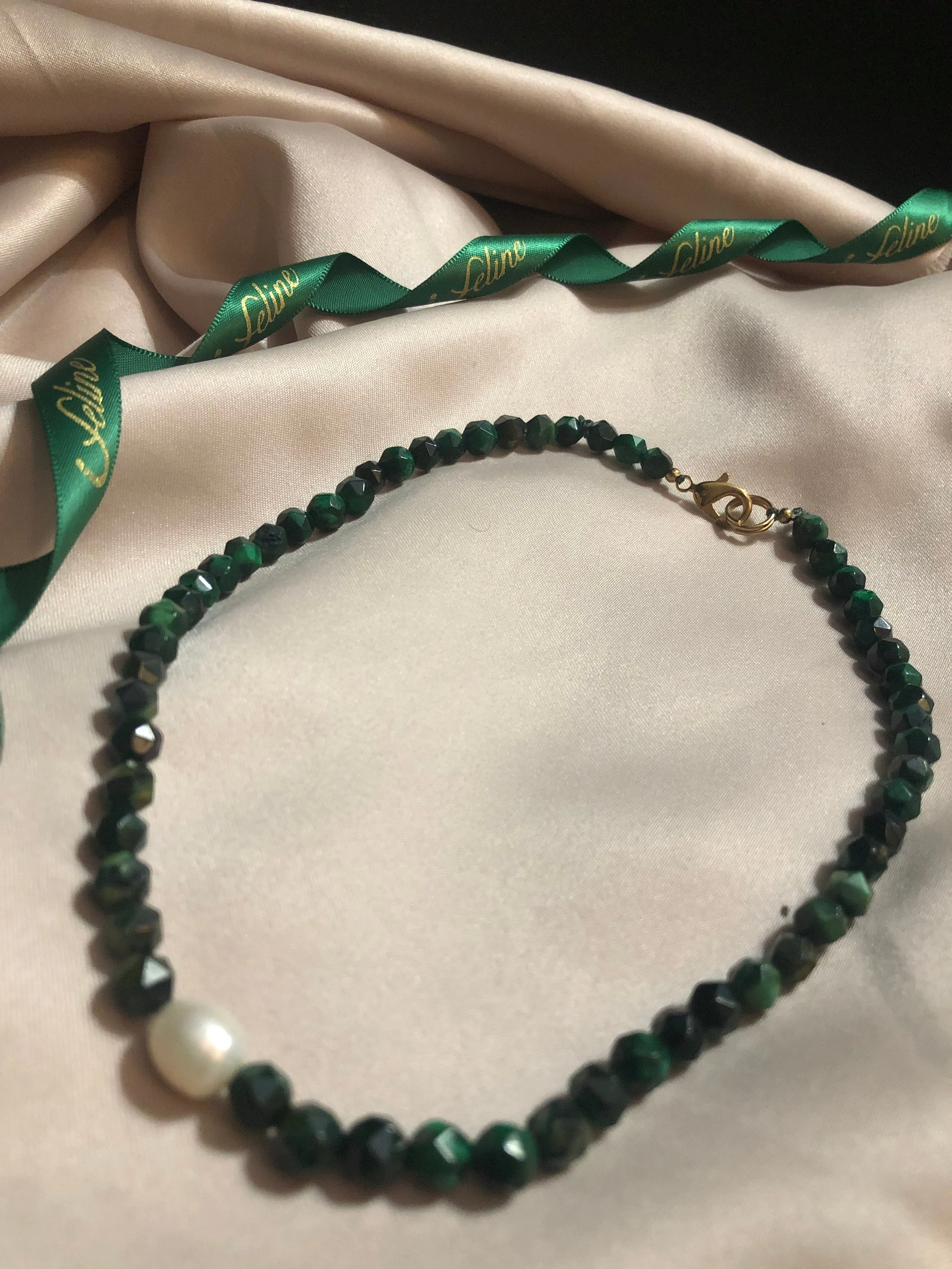 Sylvie Malachite   Pearl Necklace