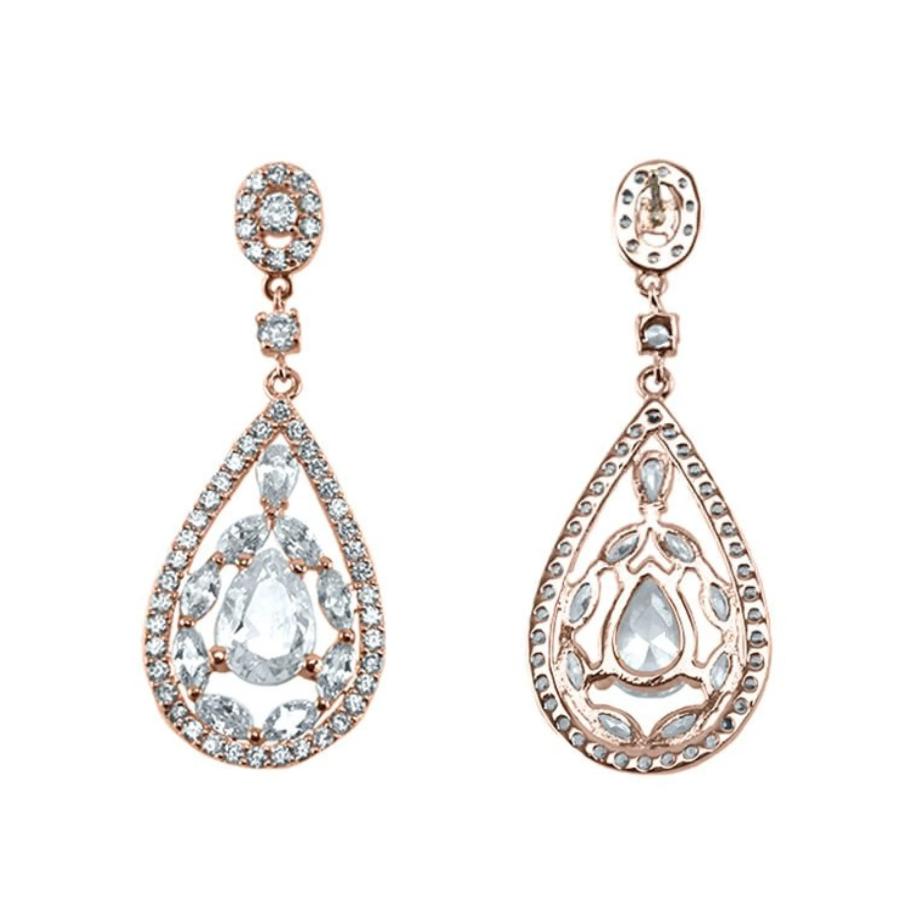 Tamara Cluster Rose Gold Dangle Earrings | 46mm