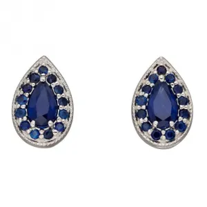 Teardrop Sapphire White Gold Stud Earrings GE2378L