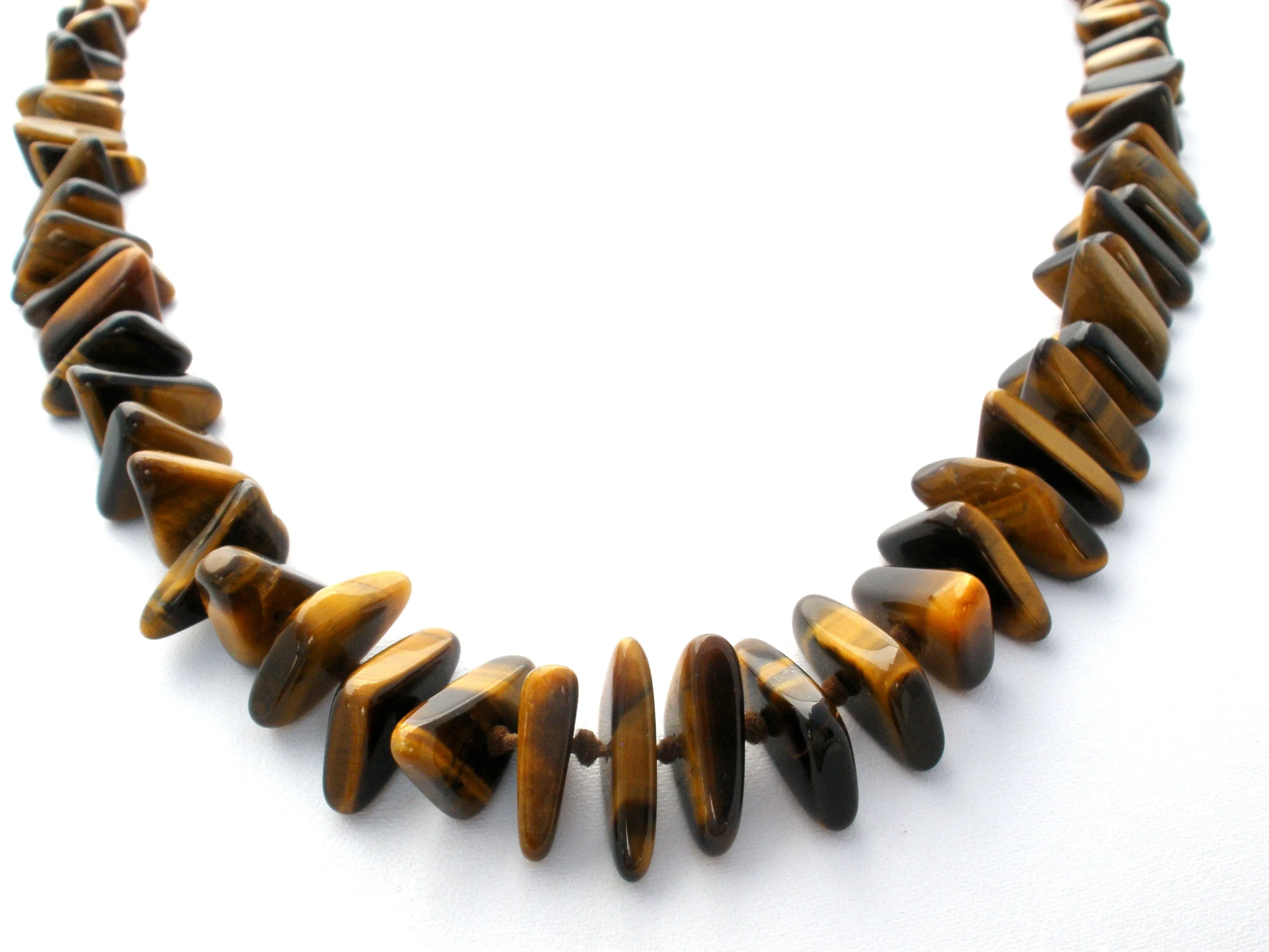 Tiger's Eye Bead Necklace Knotted 25"